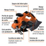 Cepillo Eléctrico Profesional De 3.1/4″, 850 W Y 17.000 Rpm Truper (CEPEL-3-1/4A4) - Imagen 2