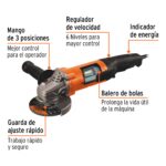 Pulidora Angular De 4.1/2″ Industrial, 1.100 W, 12.000 Rpm Truper (ESMA-45110) - Imagen 2