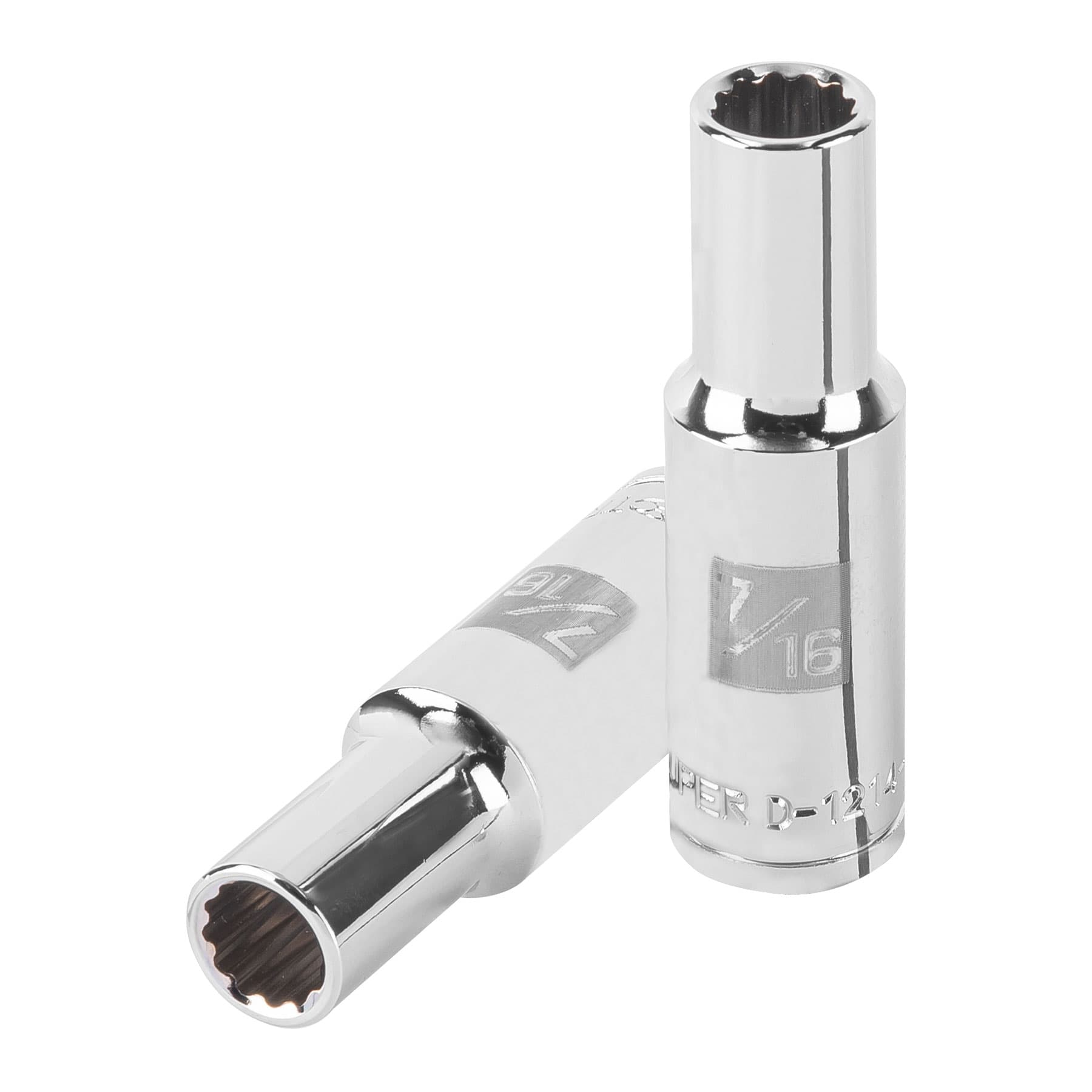 Copa Estándar Larga 7/16″ De 12 Puntas, Cuadrante De 1/2″ Truper (D-1214-EL)