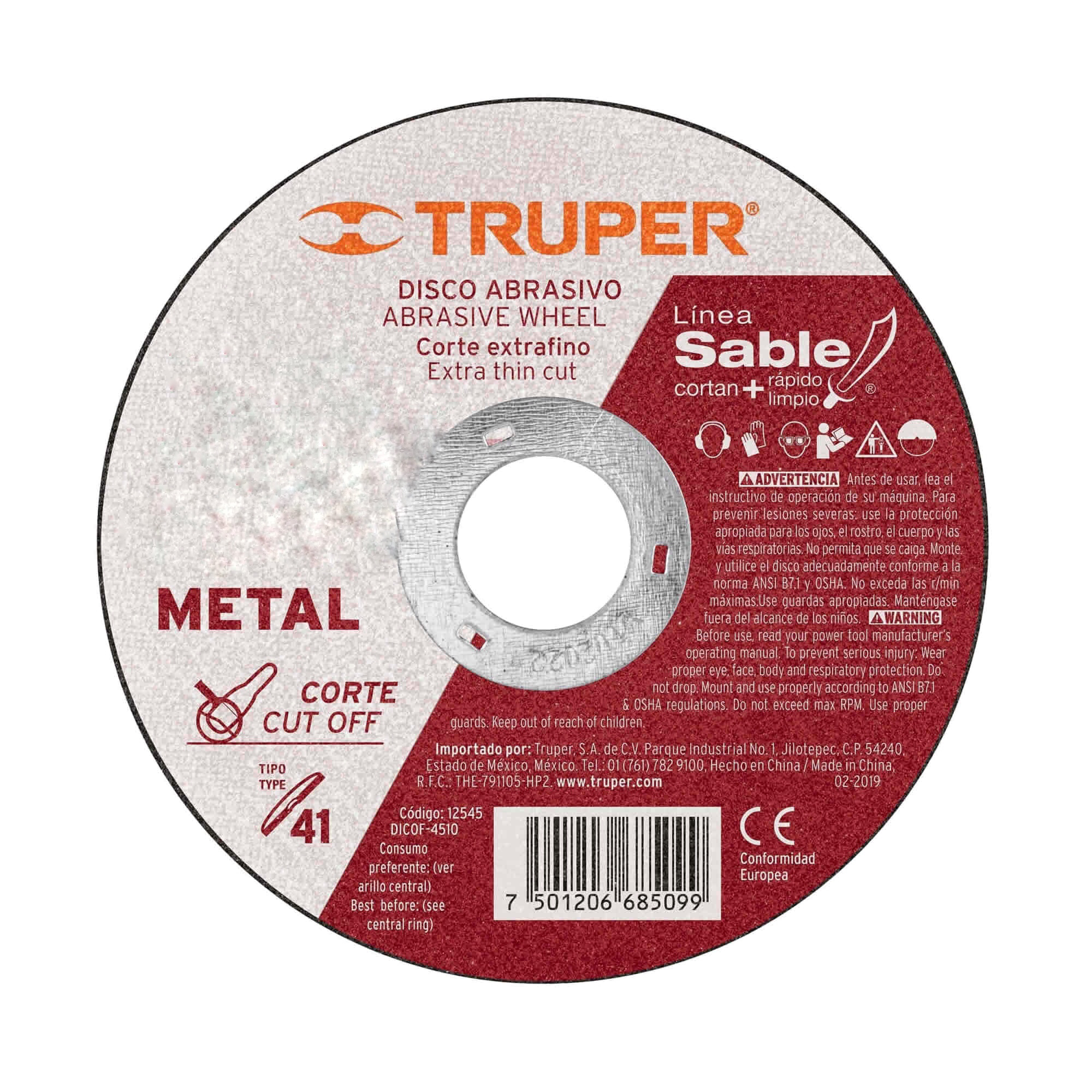 Disco Corte Extrafino De Metal De 9″, Alto Rendimiento Truper (DICOF-9020)