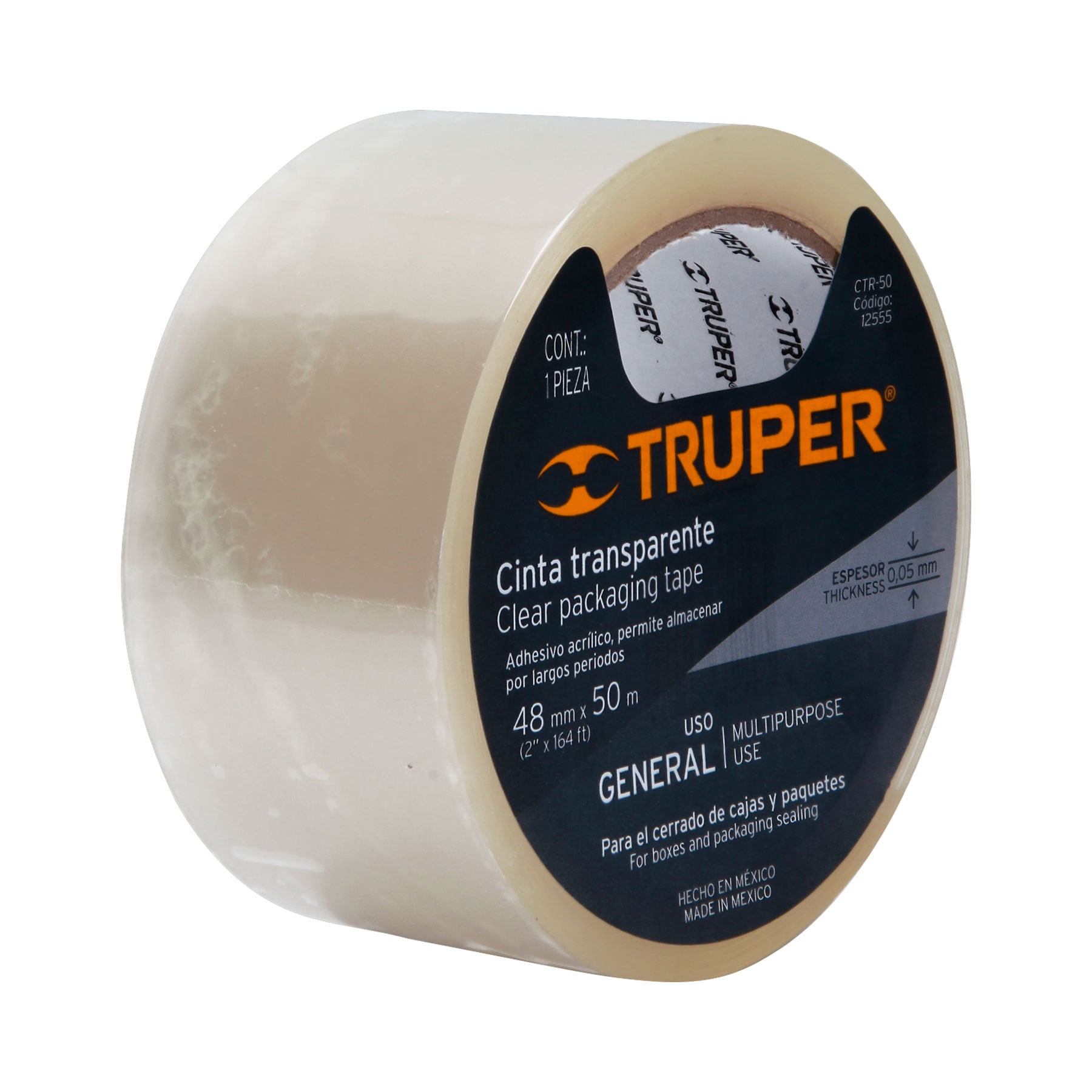 Cinta Ancha Transparente Profesional De 50 Metros Y 48 Mm Truper (CTR-50)