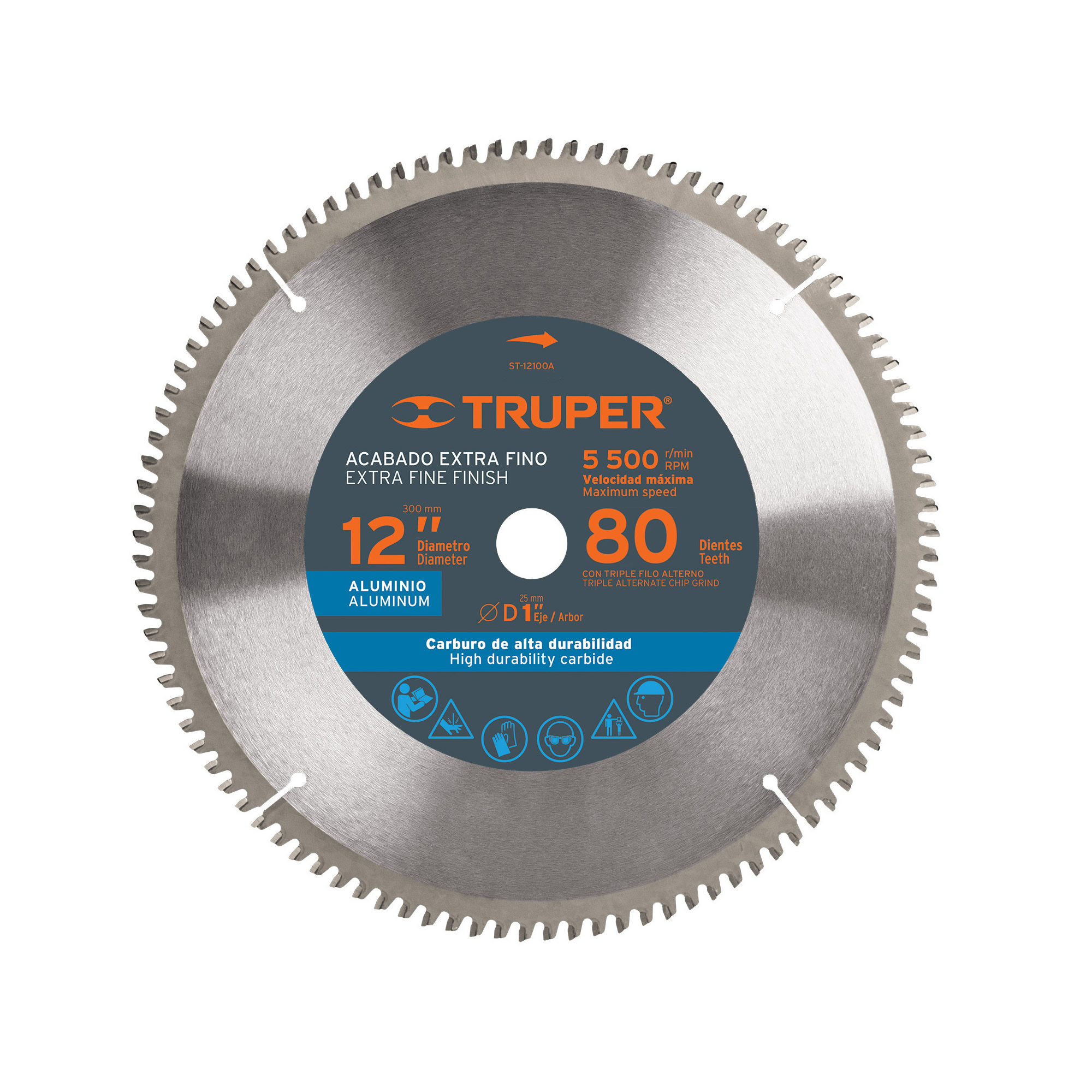 Disco Sierra Aluminio De 12″, Centro 1″, 80 Dientes Truper (ST-1280A)