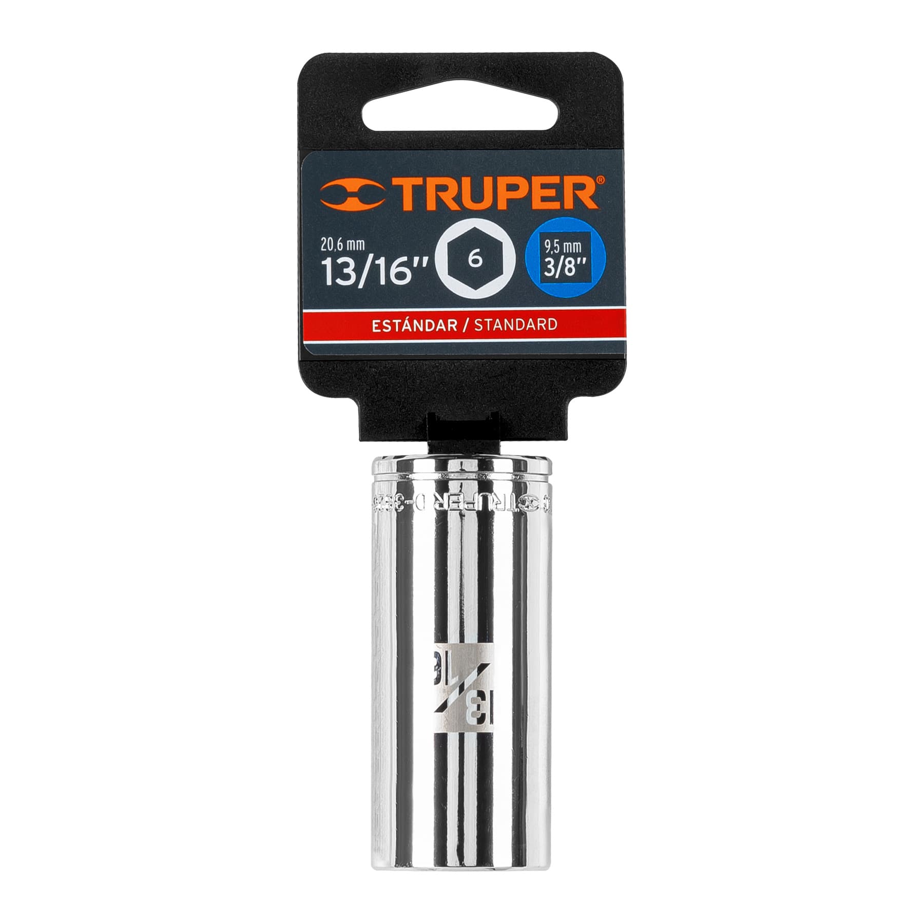 Copa Estándar Larga 7/8″ De 6 Puntas, Cuadrante De 3/8″ Truper (D-5028-H)