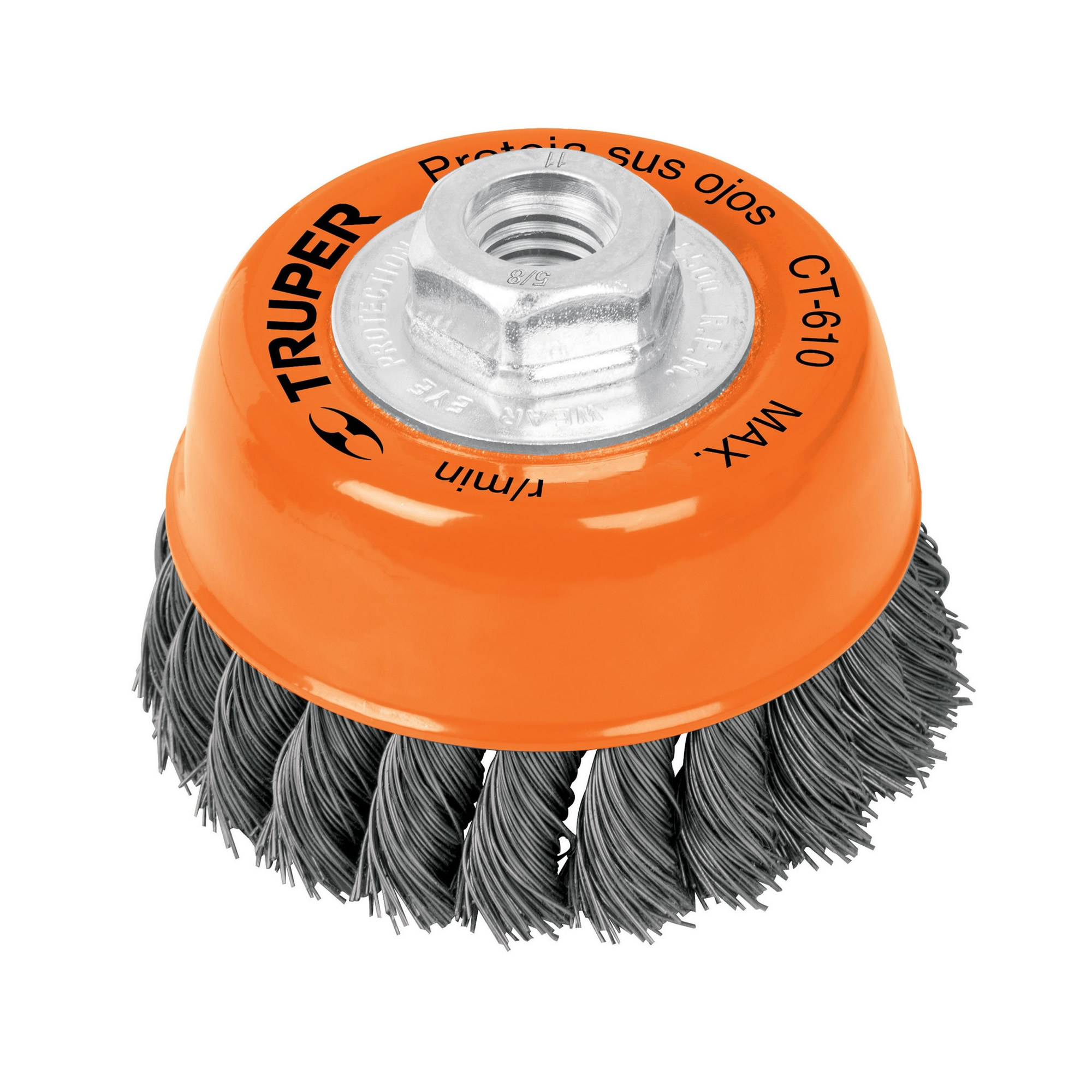 Grata Copa De Alambre Trenzado Fino De 4″, Eje De 5/8-11 Truper (CT-610)