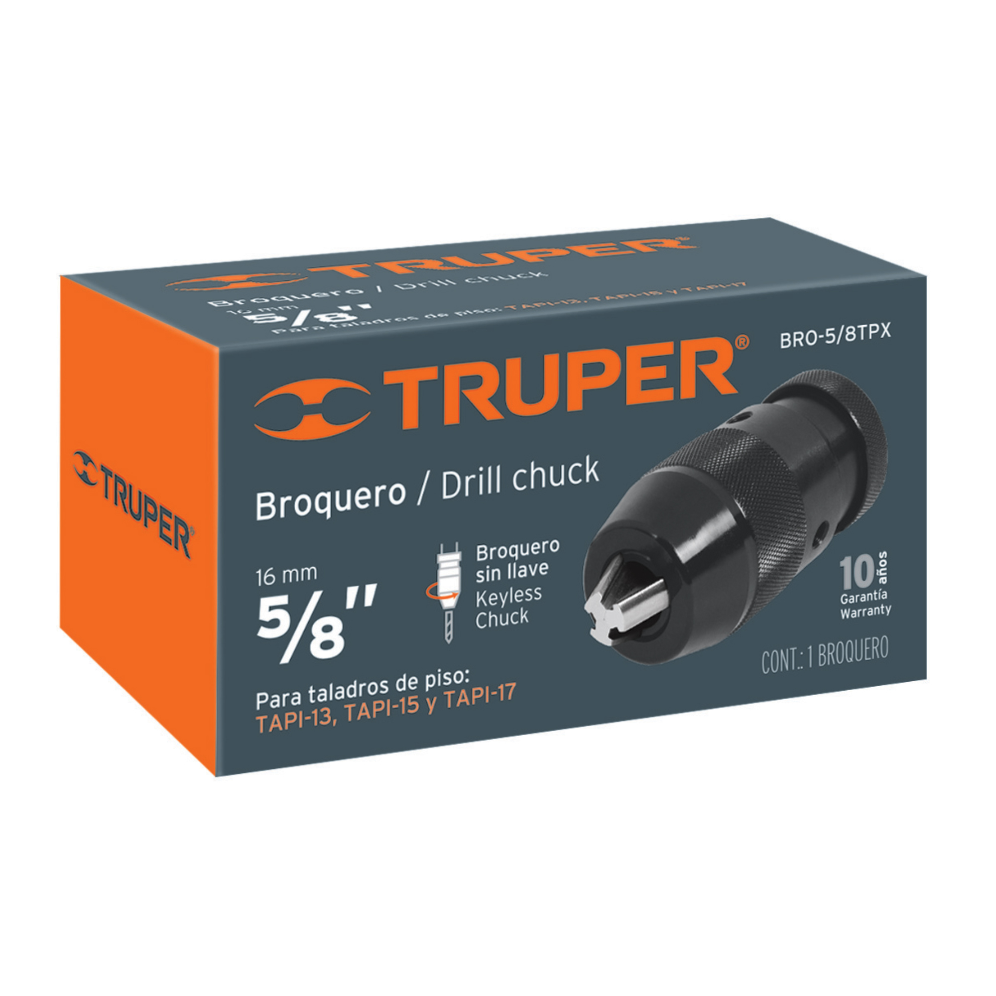 15478-1.jpg Mandril O Chuck Para Taladro De Árbol Tapi-13-15-17 Truper (BRO-5/8TPX) - Imagen 2