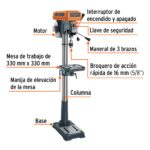 Taladro De Árbol O De Banco 5/8″ X 15″, 1 Hp (750 W) Truper (TAPI-15) - Imagen 2