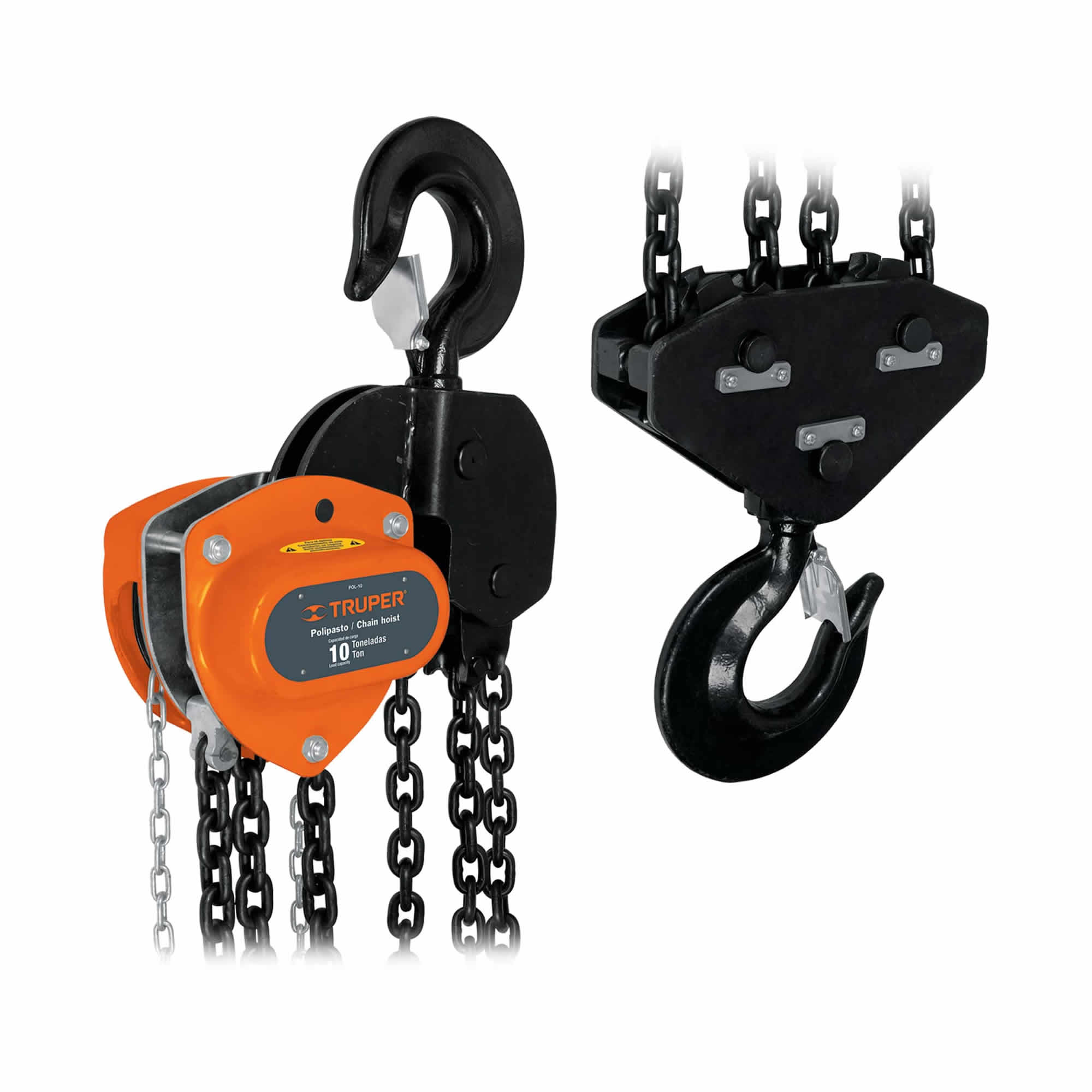 Diferencial Industrial De 10 Toneladas, Cadena 13.3 Metros Truper (POL-10)