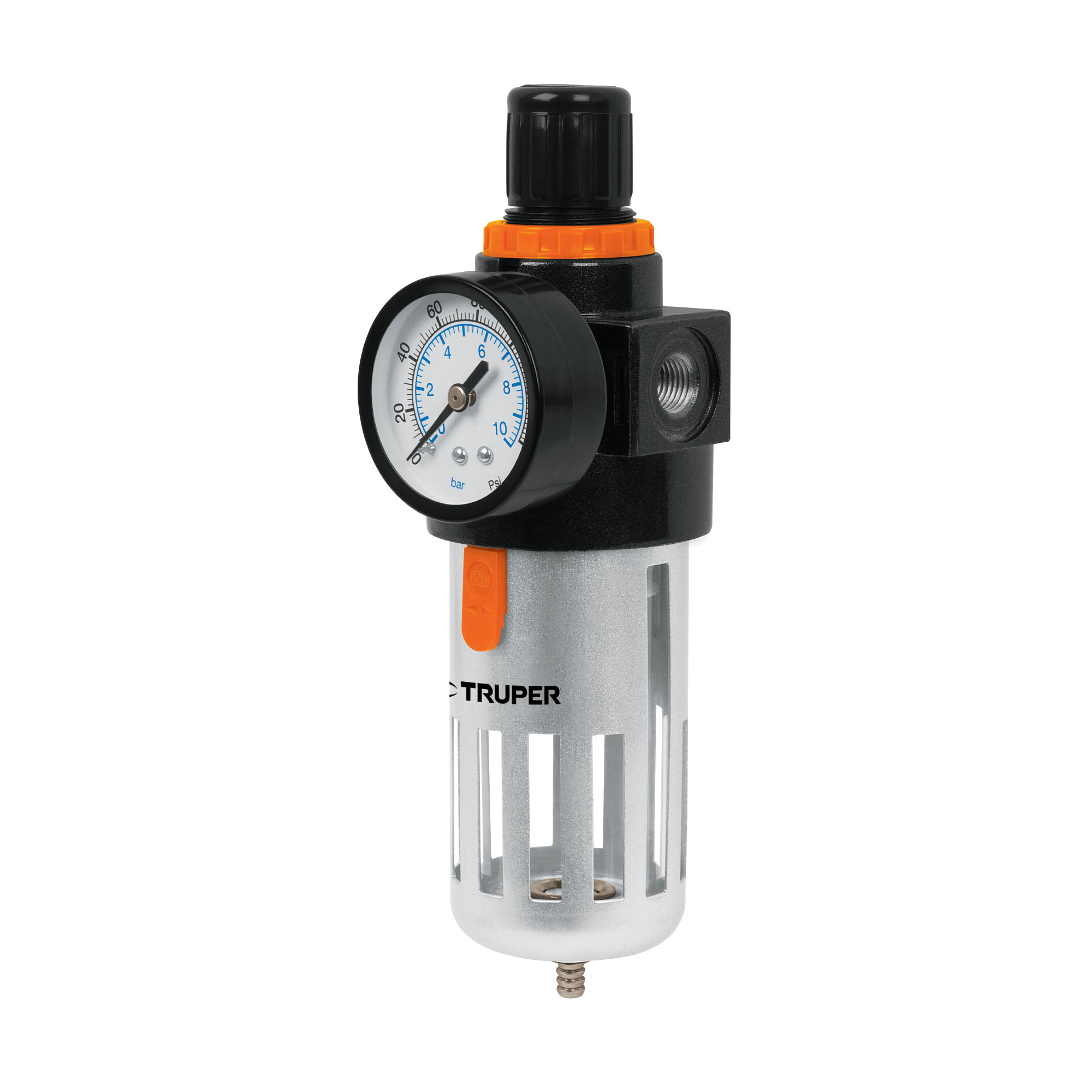 Filtro Y Regulador De Aire En Bar Y Psi, 140 Psi, 1/4 Npt Truper (FIRE-1/4)