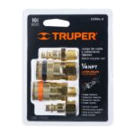 Set De 4 Conectores Y Acoples Rápidos Neumáticos De Latón Truper (CORAL-4) - Imagen 2