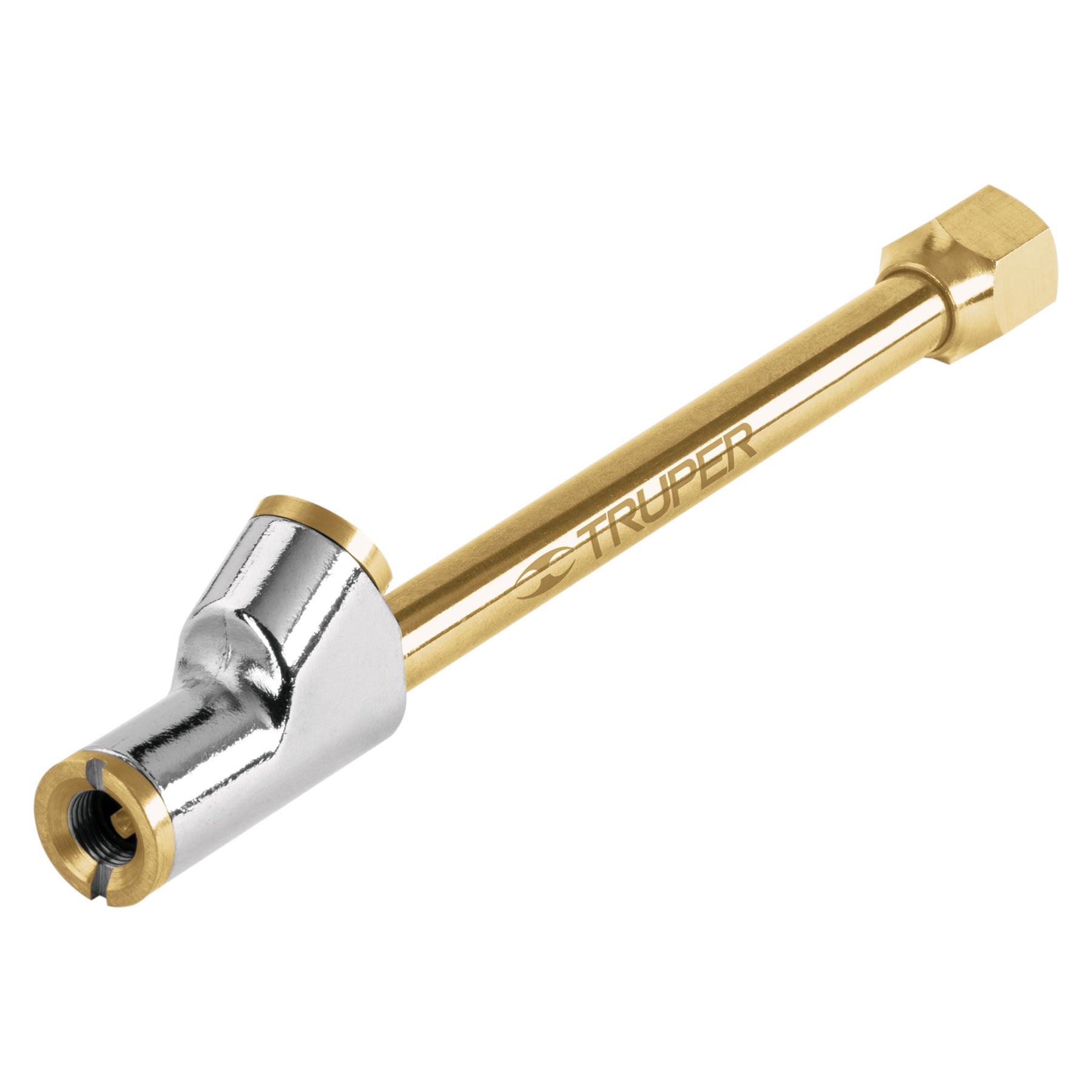 Inflador De Llantas En Latón, Rosca 1/4 Npt Con Cabeza Doble Truper (VAL-INF-1/4)