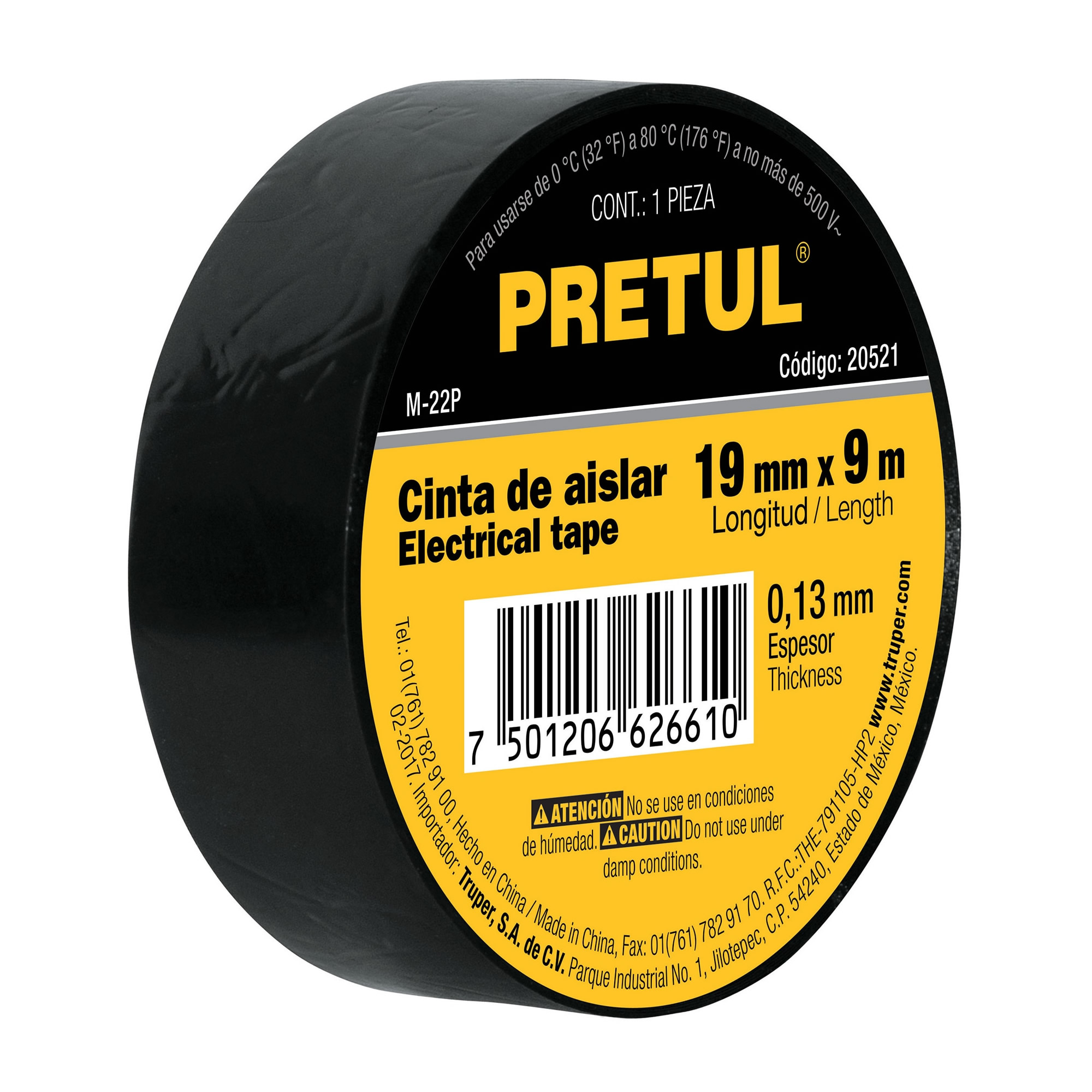 20521.jpg Cinta De Aislar Hogar De Pvc Negra De 9 M X 19 Mm Pretul (M-22P) - Imagen 1