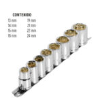 Juego De 8 Copas Desde 13 Mm Hasta 24 Mm, Cuadrante 1/2″ Pretul (JD-1/2X9MM-P) - Imagen 2