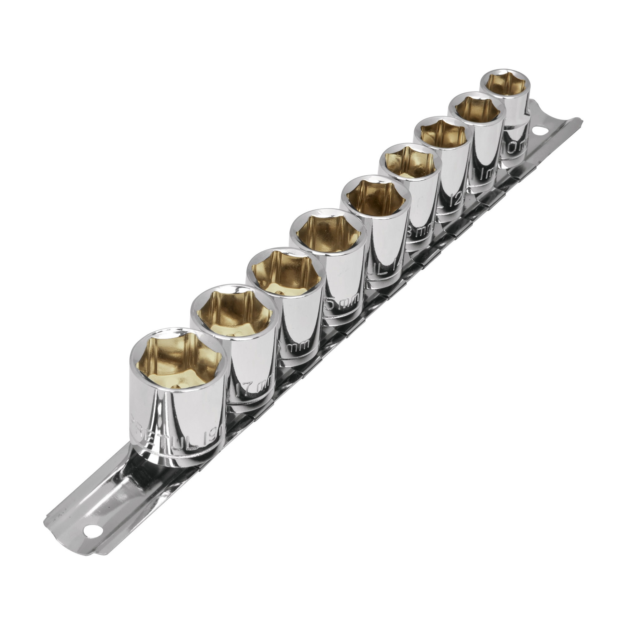 Juego De 9 Copas Desde 10 Mm Hasta 19 Mm, Cuadrante 3/8″ Pretul (JD-3/8X10MM-P)