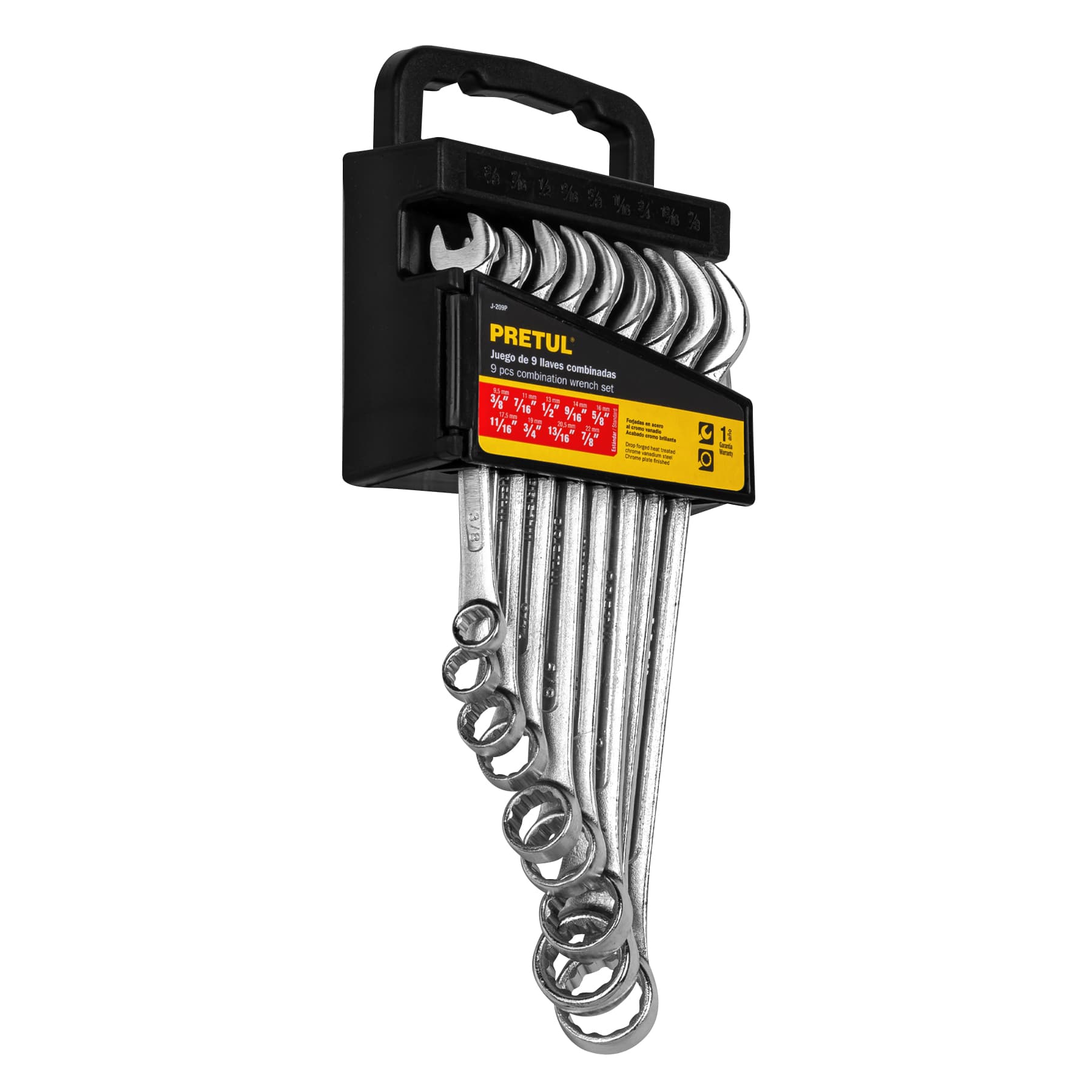 Juego De 9 Llaves Mixtas Con Estuche Desde 3/8″ Hasta 7/8″ Pretul (J-129P)