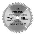 Disco Sierra Madera De 7.1/4″, Centro 5/8″, 60 Dientes Pretul (ST-760P)