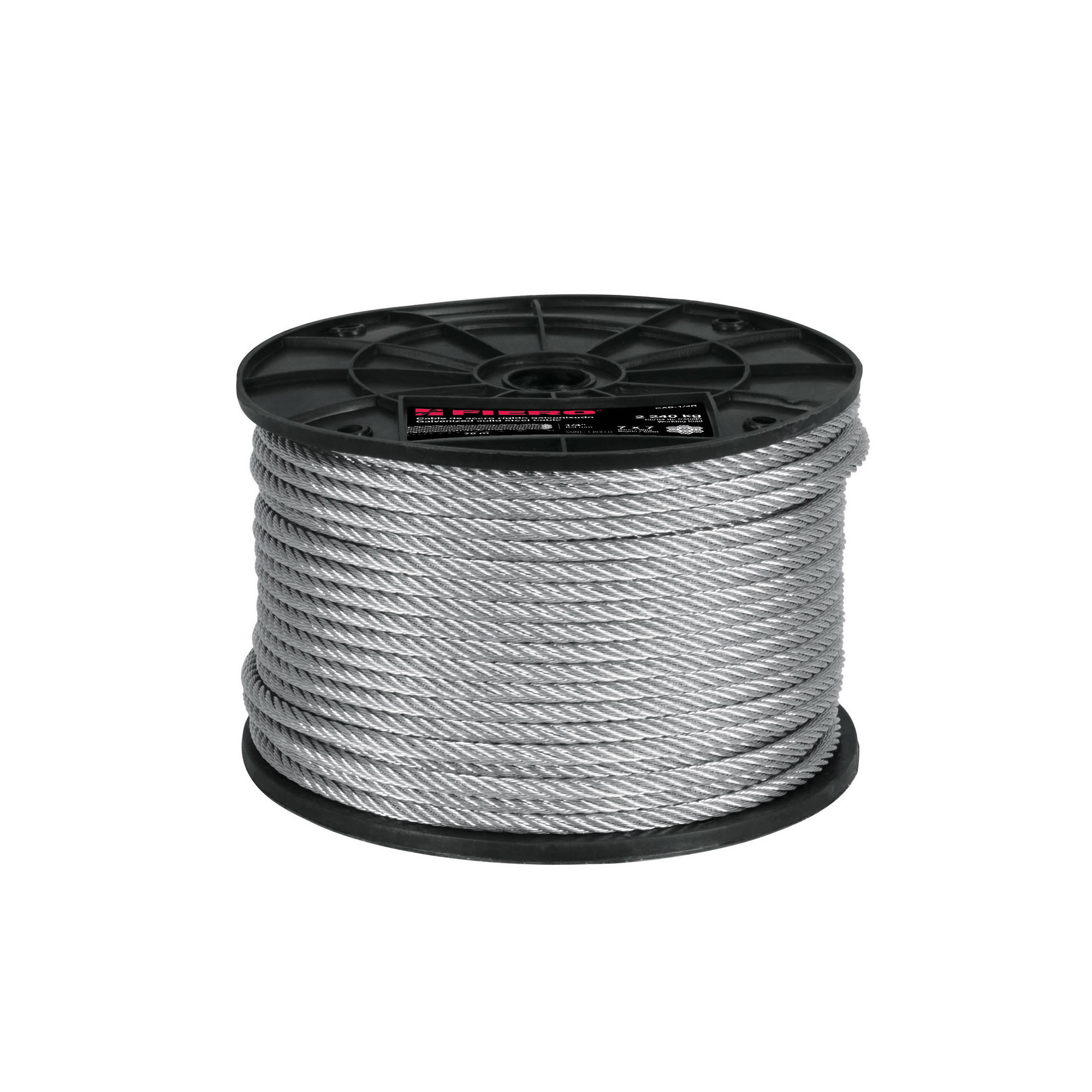 Guaya De Acero 1/4″ Sin Forro De Pvc 75 M, Carga 2.540 Kg Fiero (CAB-1/4F)