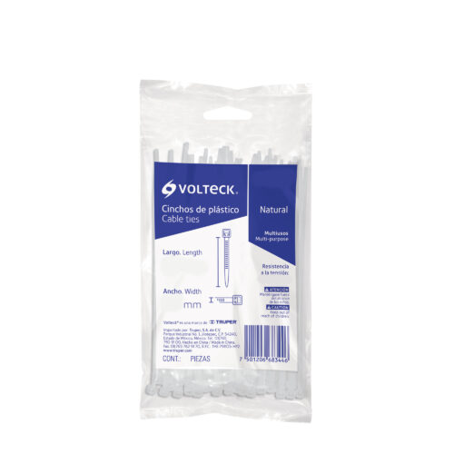 100 Amarres Plásticos De 10 Cm, Tensión 18 Lb, Color Blanco Volteck (CIN-1810)
