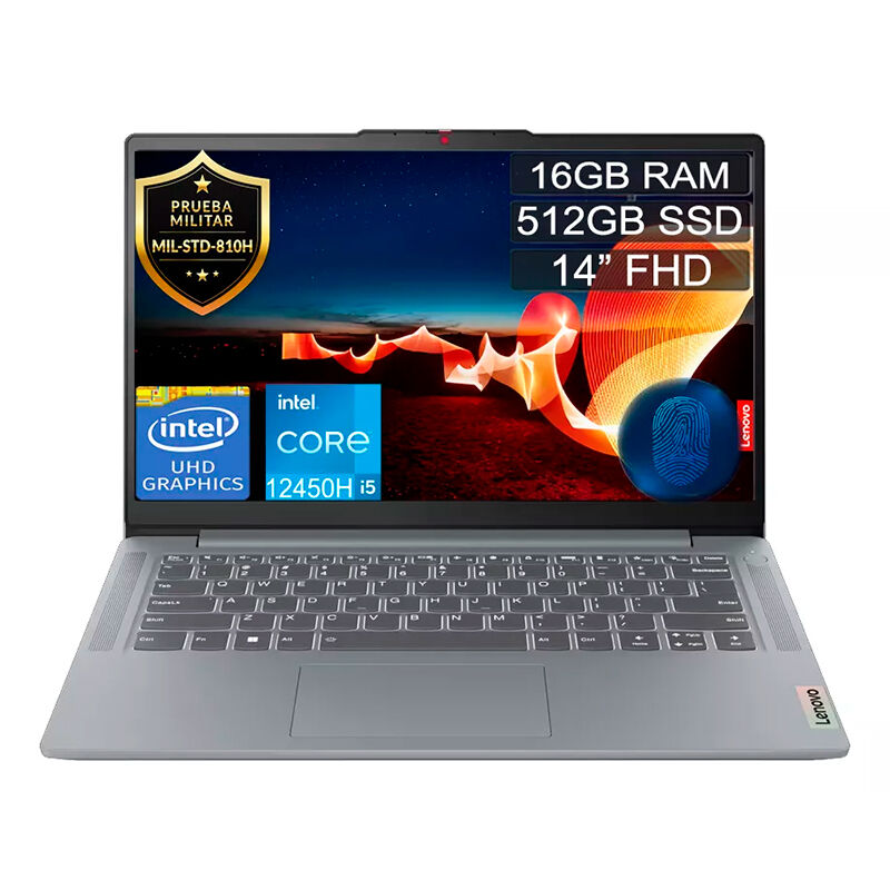 Portátil Lenovo IdeaPad Slim 3 14IAH8 Intel Core i5-12450H 14 Pulgadas FHD Memoria 16GB Estado Solido 512GB Linux Color Gris,