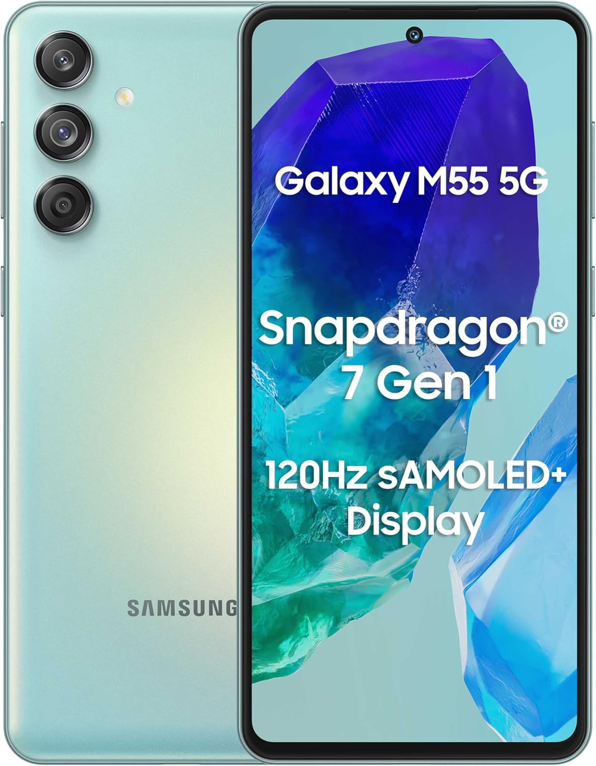81317ePW5sL._AC_SL1500_ Samsung Galaxy M55 5G Verde - 8GB RAM | 256GB | AMOLED 120Hz | 50MP OIS - Imagen 1