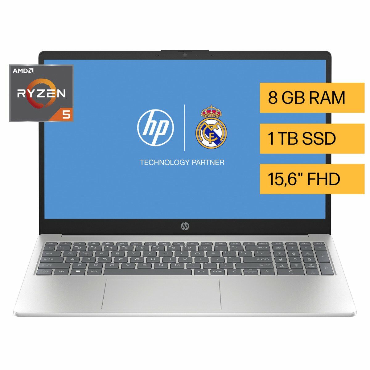 Portatil Hp 15-fc0028la Ryzen 5-7520U | 8GB | 1TB || Natural Silver | 15.6 FHD | Windows