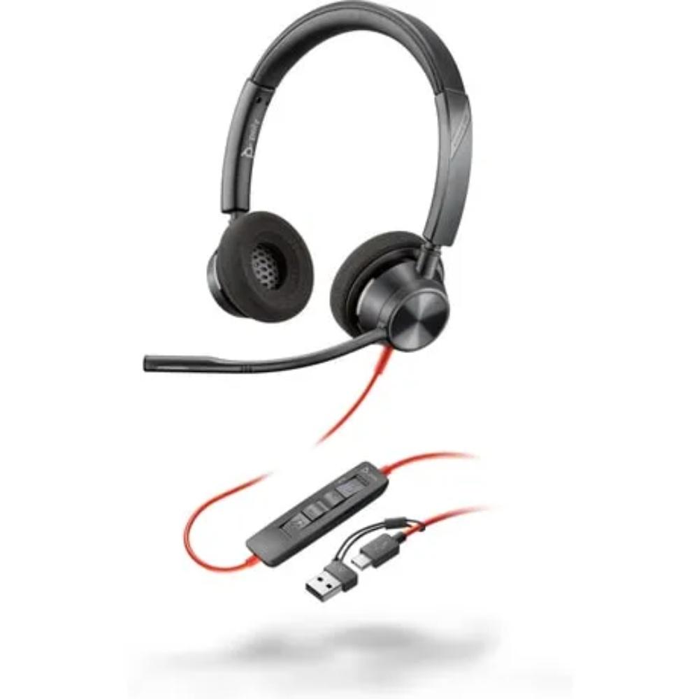 8X220AA.jpg Poly Blackwire 3320 Stereo Microsoft Teams Certified USB-C Headset +USB-C/A Adapter - Imagen 1