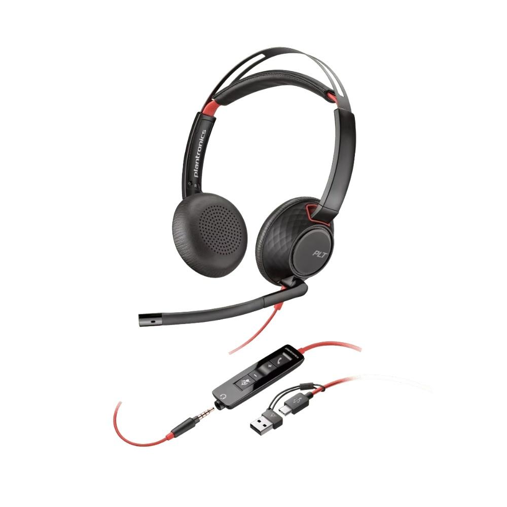 8X231AA.jpg Poly Blackwire 5220 Stereo USB-C Headset +3.5mm Plug +USB-C/A Adapter - Imagen 1